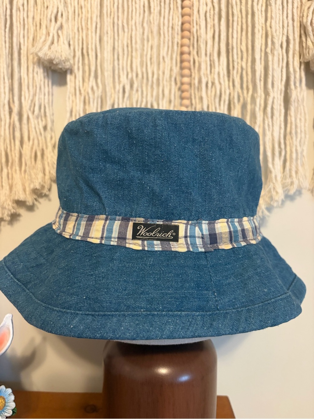 1990’s - 2000’s Vintage Denim Woolrich Bucket hat w/ Vintage hat band two sided